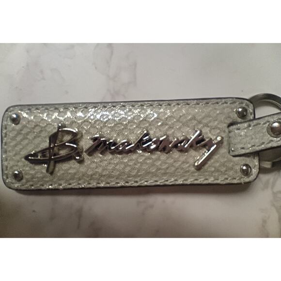 B Makowsky Large Leather Gray/Green/Lace Design Tote Bag - Picture 7 of 8